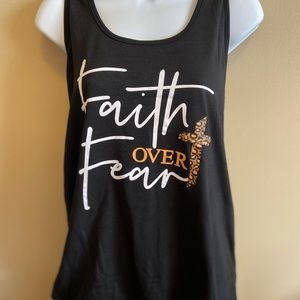 NWOT faith over fear leopard cross tank